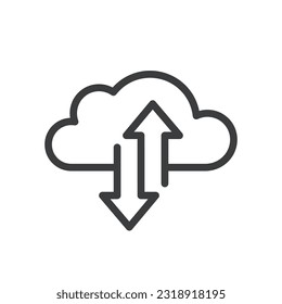 Cloud-Daten-Upload und Download eines isolierten Vektorsymbol