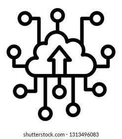 Cloud data upload line icon 