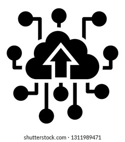Cloud data upload solid icon 