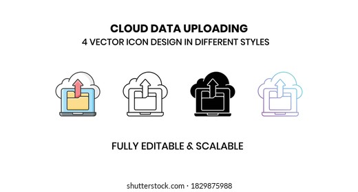 Cloud Data Uploading Vector illustration icons in different style