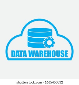 Cloud data warehouse icon logo design. Vector illustration technology solution tend concept design.