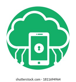 
Cloud data white glyph with color background vector icon which can easily modify or edit
