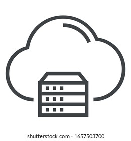 cloud database black line icon on white background