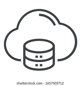 cloud database black line icon on white background