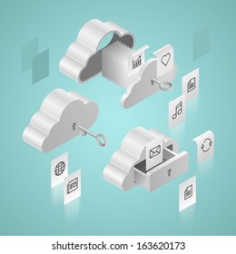 Cloud database computing infographics
