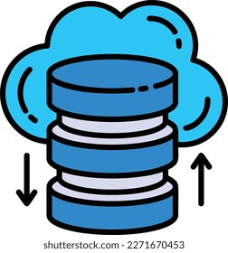 Cloud Database Data Transaction commit Concept, Server and Storage Transmission Vector Icon Design, Cloud computing and Internet hosting services Symbol, Remote DB Server stock illustration,
