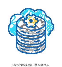cloud database doodle icon sketch vector. cloud database sign. isolated symbol illustration