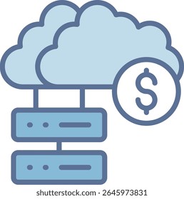 Cloud Database Filled Blue Tone Icon
