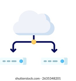Cloud database flat color icon. Simple vector icon design in flat color style. Editable vector format