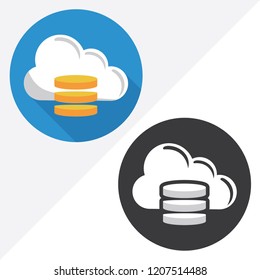Cloud database  flat vector icon. Illustration of black and white icons.