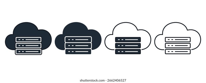 Banco de dados na nuvem, ícone de hospedagem. Vetor de ilustração
