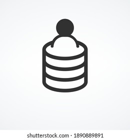 Cloud Database Icon with account or user symbol, server icon. Cloud storage Computing Concept. Stock Vector illustration isolated