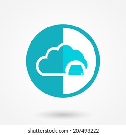 Cloud Database Icon : Cloud Computing Concept in flat style