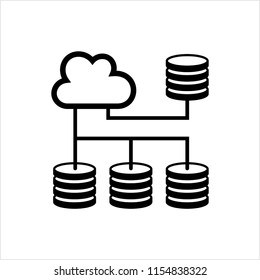Cloud Database Icon, Data Base Icon Vector Art Illustration