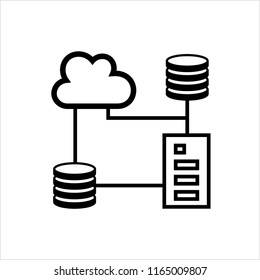 Cloud Database Icon, Data Base Icon Vector Art Illustration
