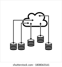 Cloud Database Icon, Data Base Icon Vector Art Illustration