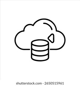 Ícone de banco de dados na nuvem com símbolo de seta de download para armazenamento e backup de dados