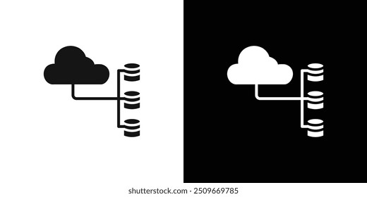 Cloud database icon Flat vector set outline