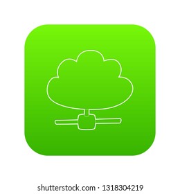 Cloud database icon green vector isolated on white background