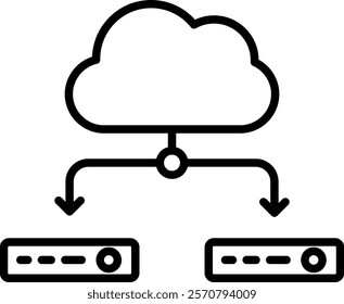 Cloud Database Icon Line Vector Illustration