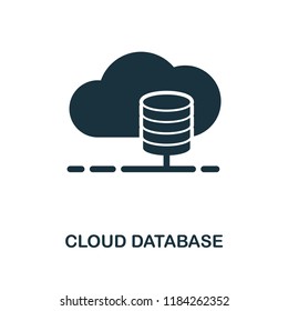 Cloud Database icon. Monochrome style design from big data collection. UI. Pixel perfect simple pictogram cloud database icon. Web design, apps, software, print usage.