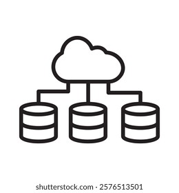 Cloud database icon Outline vector for web ui