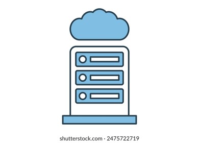 Cloud database icon. icon related to cloud computing. suitable for web site, app, user interfaces, printable etc. flat line icon style. simple vector design editable