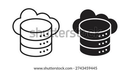 Cloud database icon. simple thin line icon vector illustration pack on white