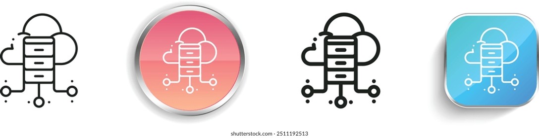 cloud database icon. Thin Linear, Regular and Button Style Design Isolated On White Background