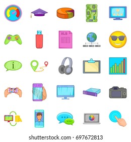 Cloud database icons set. Cartoon set of 25 cloud database vector icons for web isolated on white background