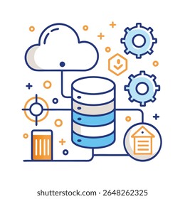 Cloud Database Icons for Storage and Tech Design