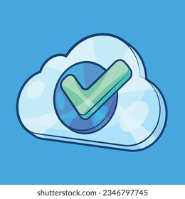 Cloud Database Illustration with Check Sign