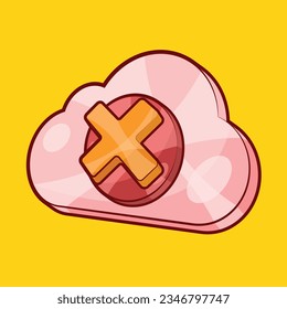 Ilustración de base de datos en la nube con signo cruzado
