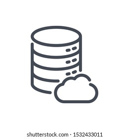 Cloud database line icon. Online storage vector outline sign.
