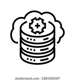 cloud database line icon vector. cloud database sign. isolated contour symbol black illustration