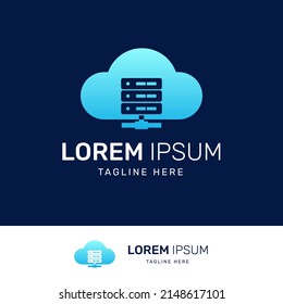 Cloud and database logo in blue gradient color