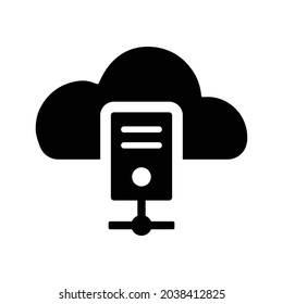 Cloud, database, server icon. Black vector graphics.