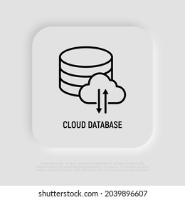 Cloud database thin line icon. Modern vector illustration of back up storage.