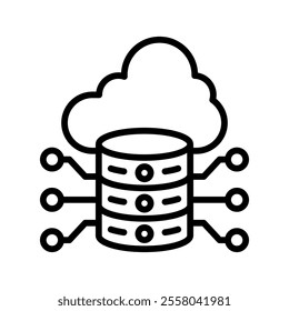 Cloud Database Vector Lineal Icon on white background.