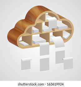 Cloud database wood shelf