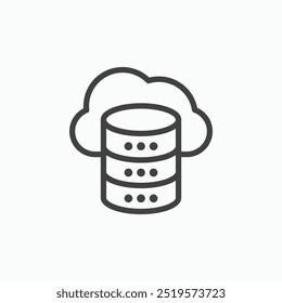 Icono simple de línea de base de datos de nube en estilo de línea.
