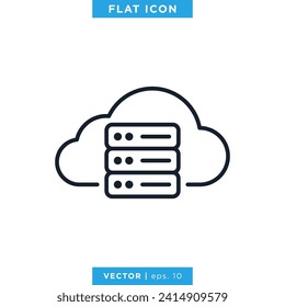 Cloud Databse Icon Vector Stock Illustration Design Template. Editable Stroke.