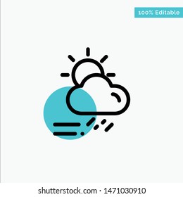 Cloud, Day, Rainy, Season, Weather turquoise highlight circle point Vector icon. Vector Icon Template background