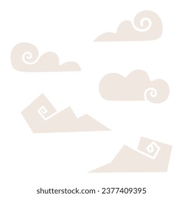 Cloud decoration material set, vector