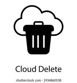 Cloud löscht Concept-Icon in glyptem Design 