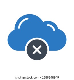 cloud delete glyph double color icon