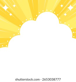 Quadro de fundo de design de nuvem, sunburst, linhas radiais e decoração de luz, tamanho quadrado