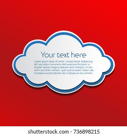 Elemento de diseño en nube sobre fondo rojo con lugar para tu texto. Ilustración del vector