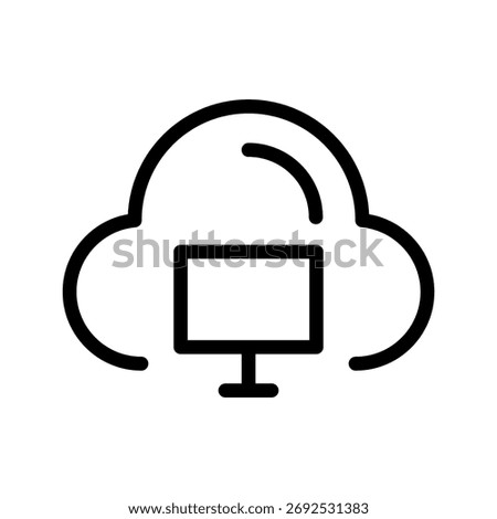 Cloud Desktop Line Icon — Virtual Desktop, Remote Access and Cloud Computing