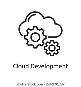 Ilustración de diseño de iconos de esquema de desarrollo de nube. Símbolo de servicios web de hospedaje y servicios de nube en archivo EPS 10 de fondo blanco